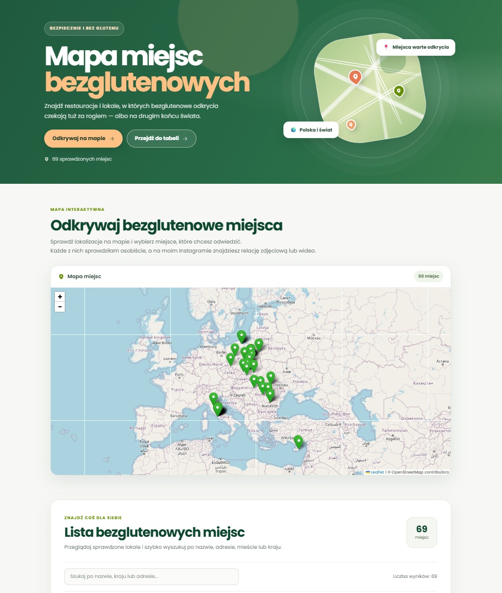 Mapa miejsc bezglutenowych